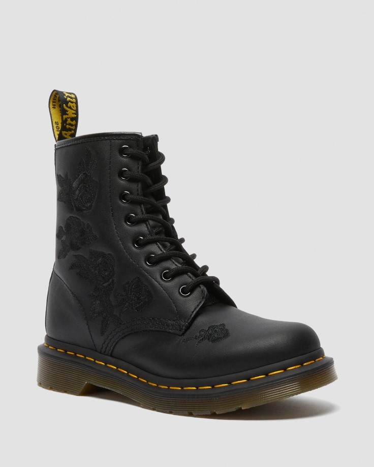 1460 Vonda Mono Women's Floral Boots Black Dr.Martens Ireland