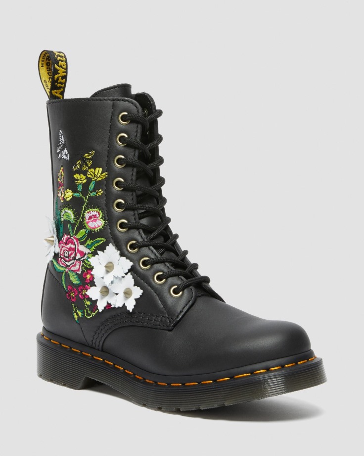 1490 Floral Bloom Leather Mid-Calf Boots Dr.Martens Ireland Black