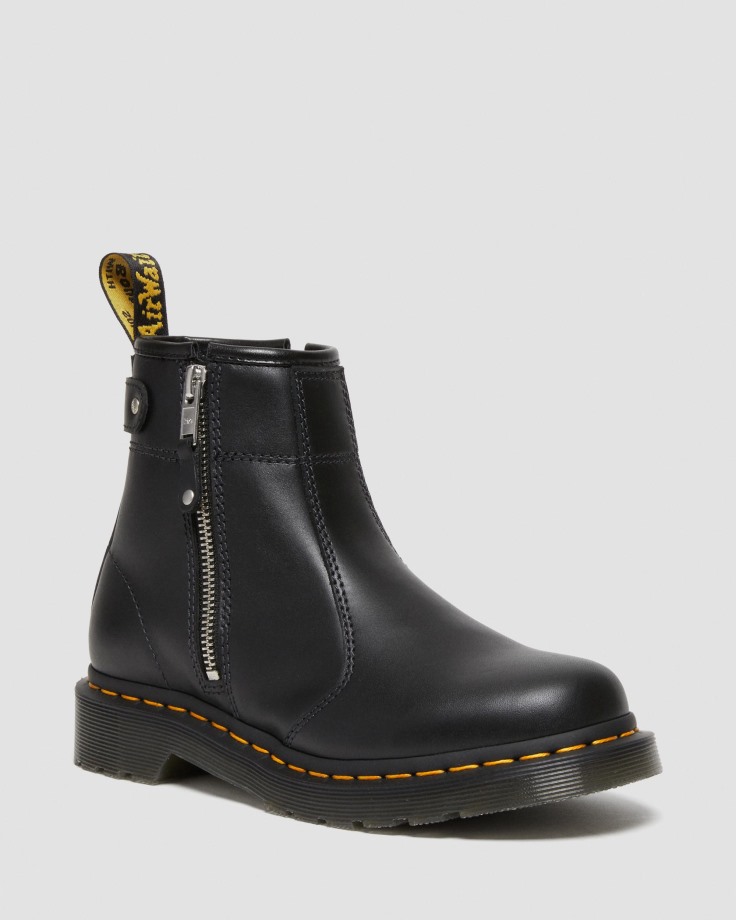 2976 Women's Double Zip Leather Chelsea Boots Black Dr.Martens Ireland