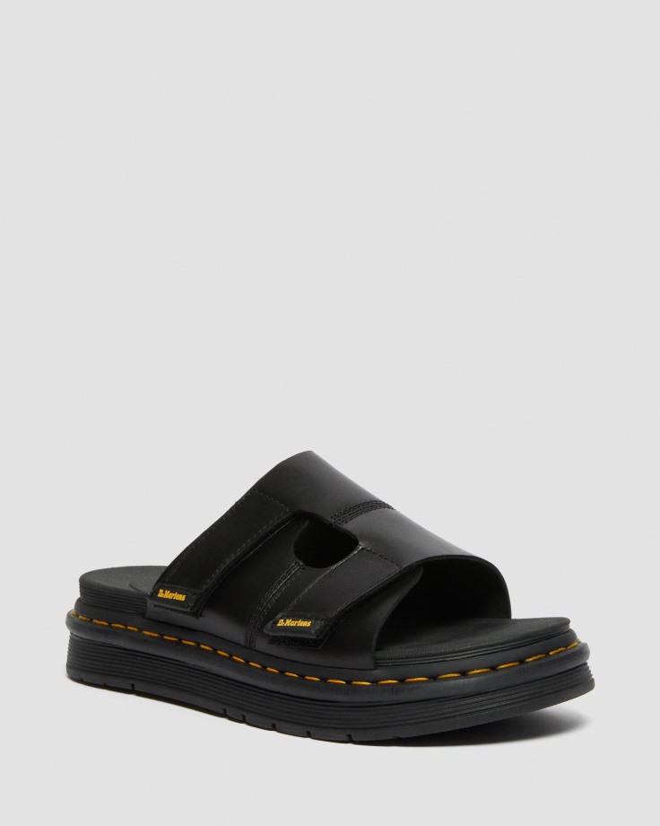Black Dr.Martens Ireland Daxton Leather Slide Sandals