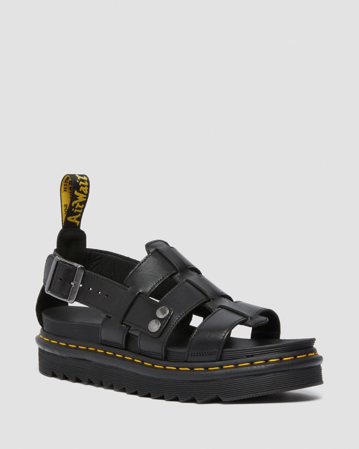 Black Dr.Martens Ireland Terry Leather Strap Sandals