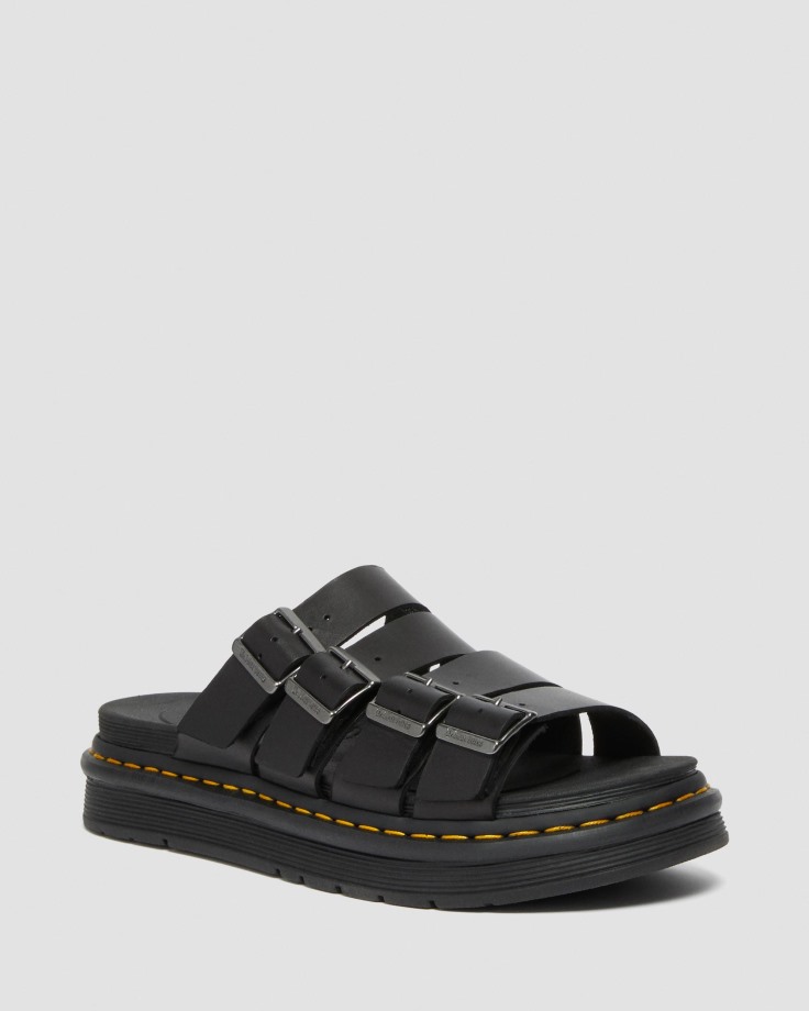 Black Tate Leather Slide Sandals Dr.Martens Ireland