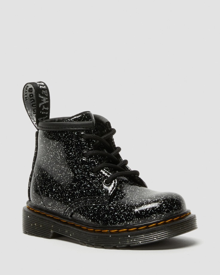Black Dr.Martens Ireland Infant 1460 Glitter Ankle Boots