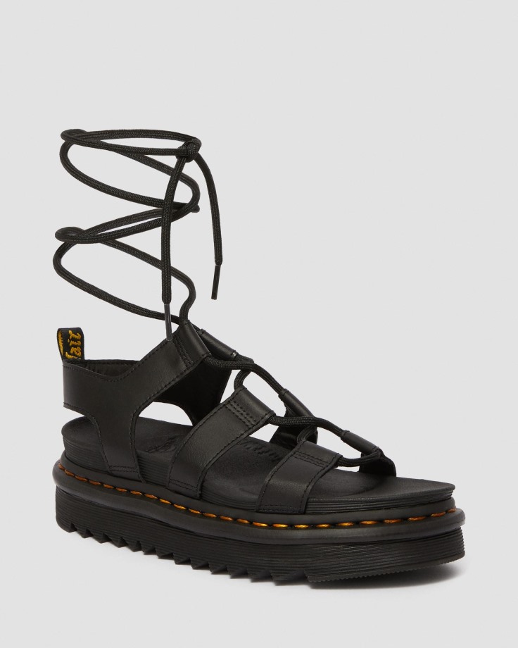Black Nartilla Women's Leather Gladiator Sandals Dr.Martens Ireland