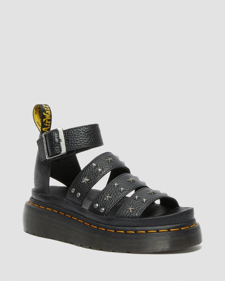 Black Dr.Martens Ireland Clarissa Milled Nappa Platform Strap Sandals
