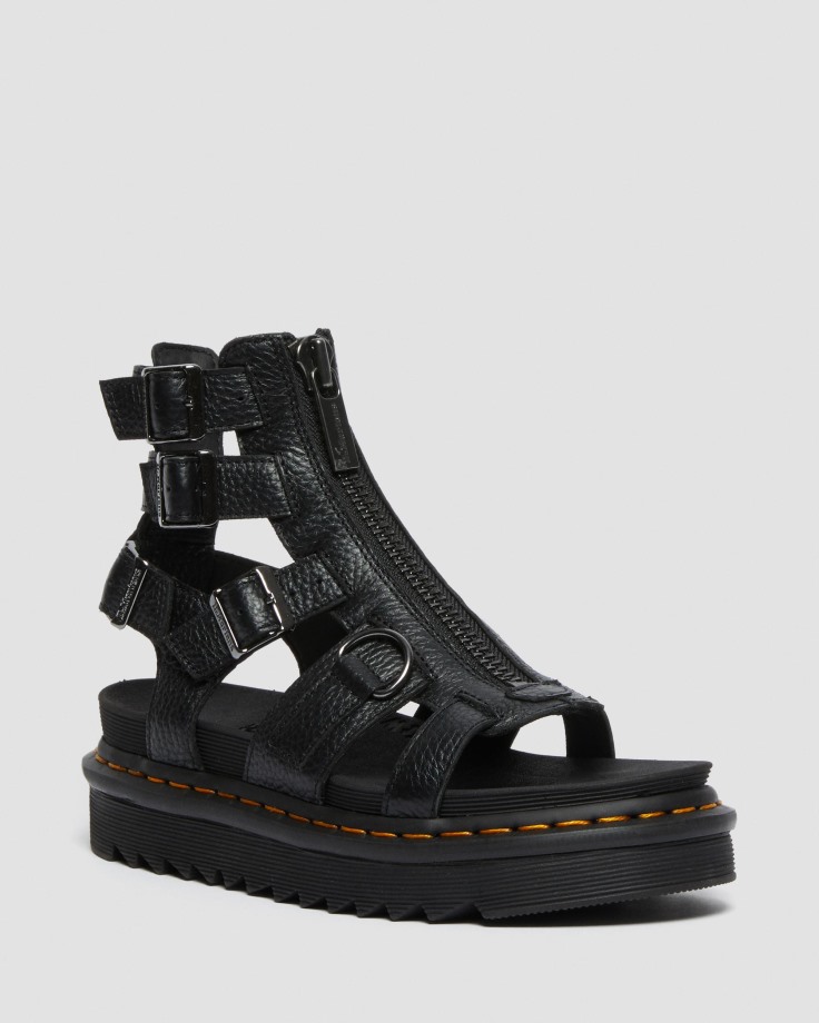 Black Dr.Martens Ireland Olson Zipped Leather Strap Sandals