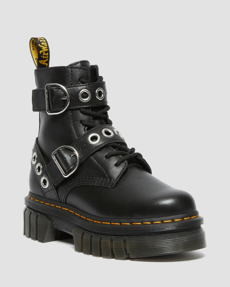 Black Dr.Martens Ireland Audrick Hardware Leather Platform Boots