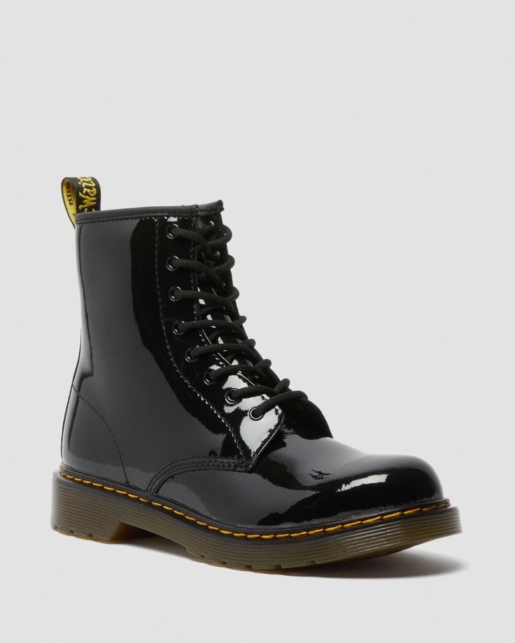 Black Dr.Martens Ireland Youth 1460 Patent Leather Lace Up Boots
