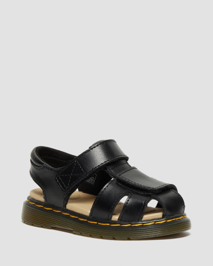 Black Dr.Martens Ireland Toddler Moby II Leather Velcro Sandals