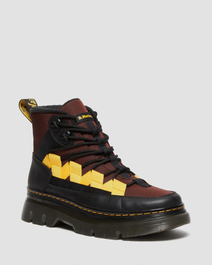 Boury Contrast Nylon and Leather Casual Boots Dr.Martens Ireland Black+Tan