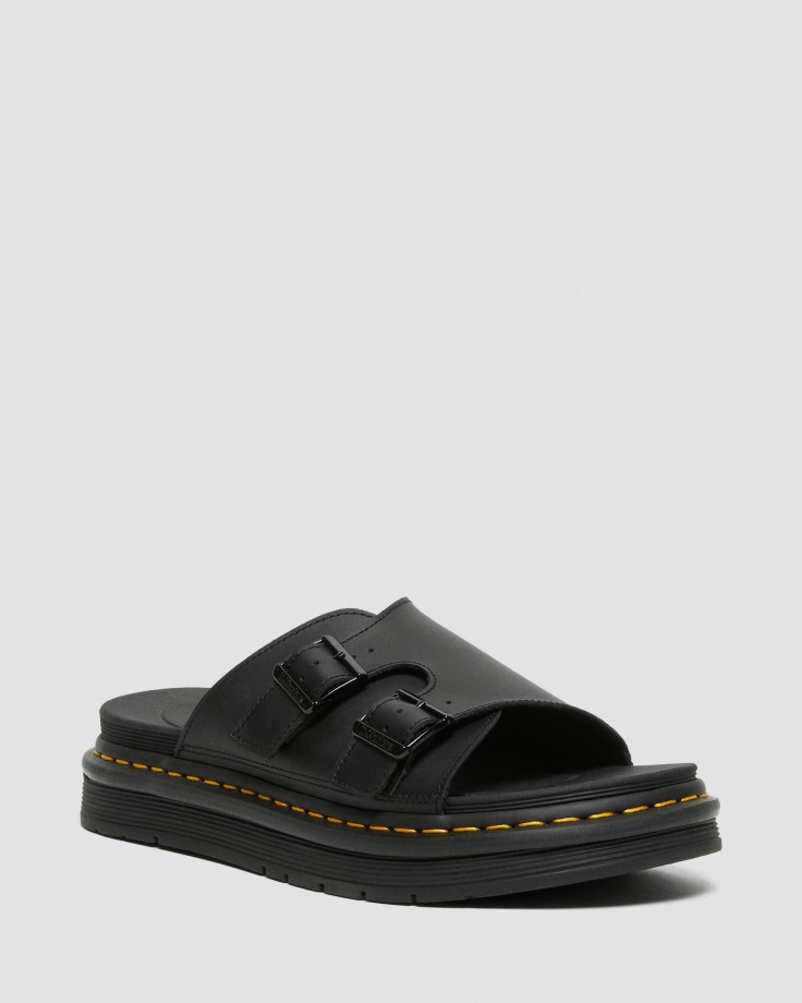 Dax Men's Leather Slide Sandals Black Dr.Martens Ireland