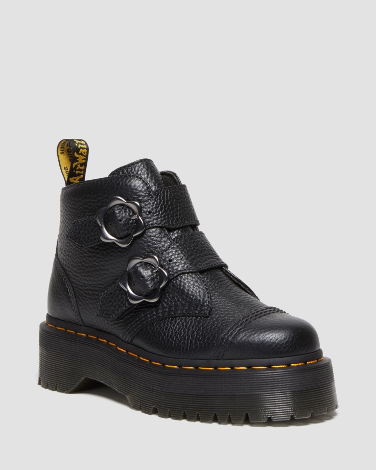 Devon Flower Buckle Leather Platform Boots Dr.Martens Ireland Black