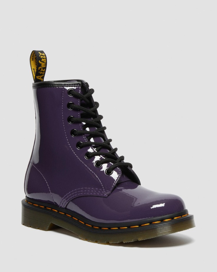 Dr.Martens Ireland 1460 Women's Patent Leather Lace Up Boots Blackcurrant