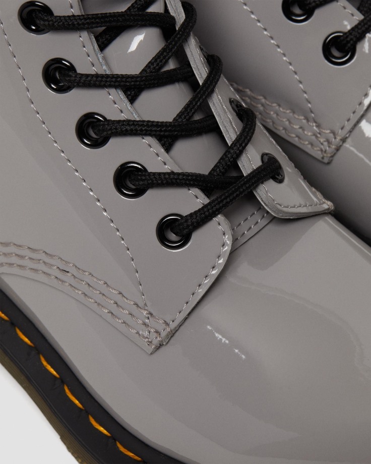 Dr.Martens Ireland 1460 Women's Patent Leather Lace Up Boots Grey