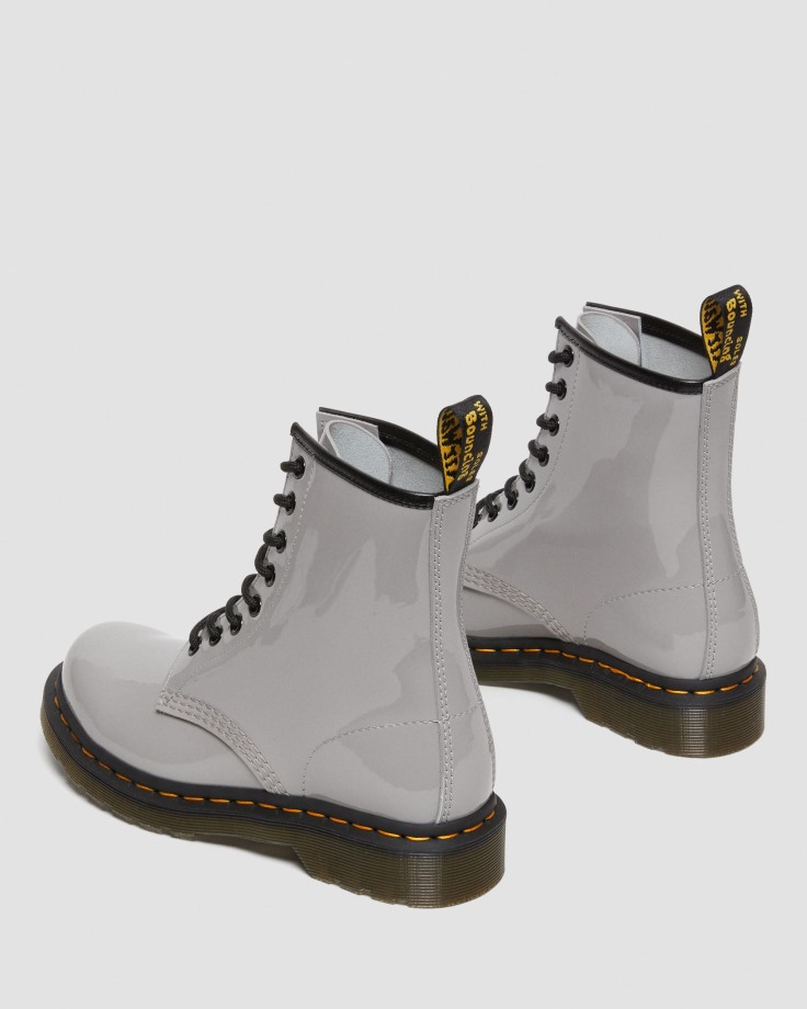 Dr.Martens Ireland 1460 Women's Patent Leather Lace Up Boots Grey