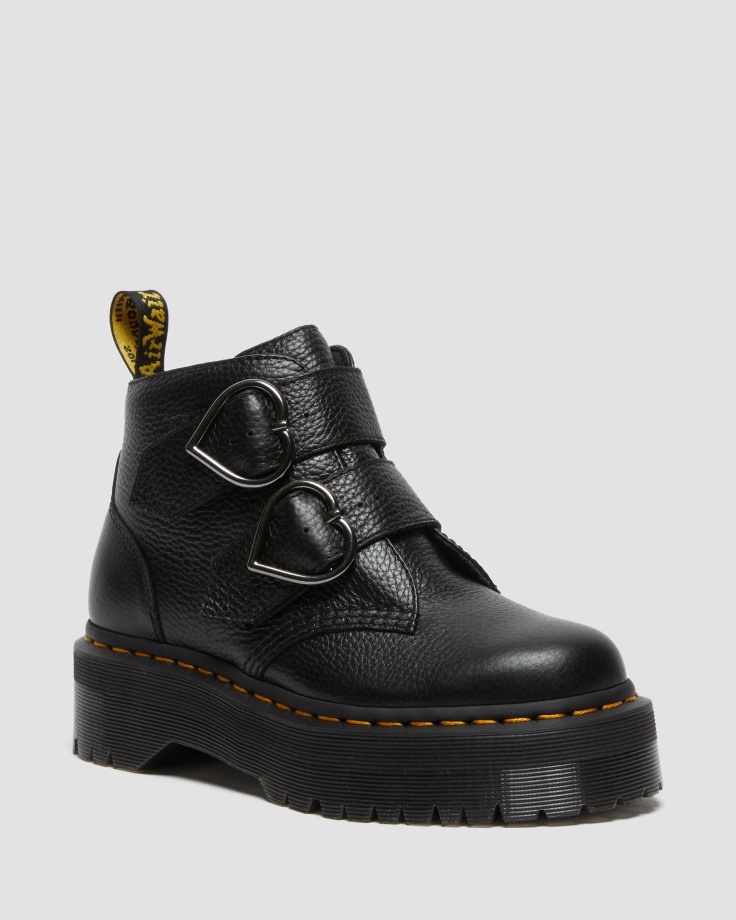 Dr.Martens Ireland Black Devon Heart Leather Platform Boots