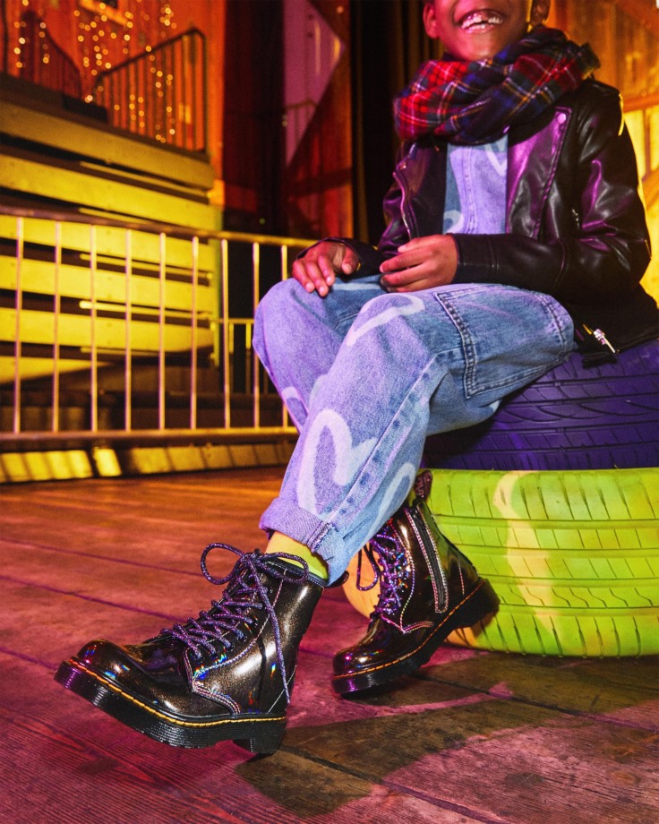 Dr.Martens Ireland Junior 1460 Sparkle Rays Lace Up Boots Black