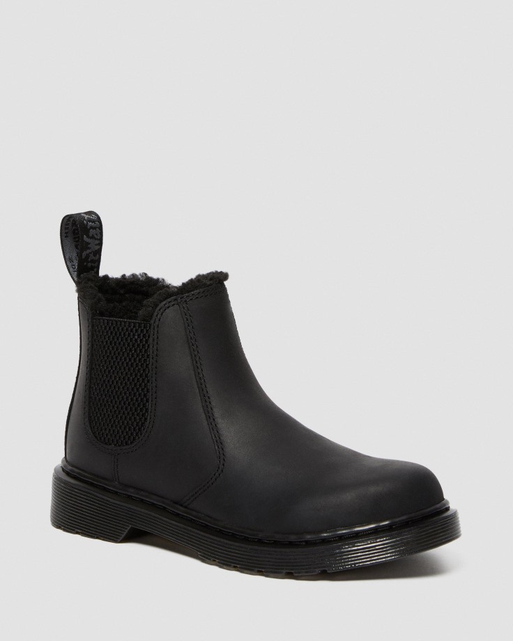 Dr.Martens Ireland Junior 2976 Faux Fur Lined Chelsea Boots Black