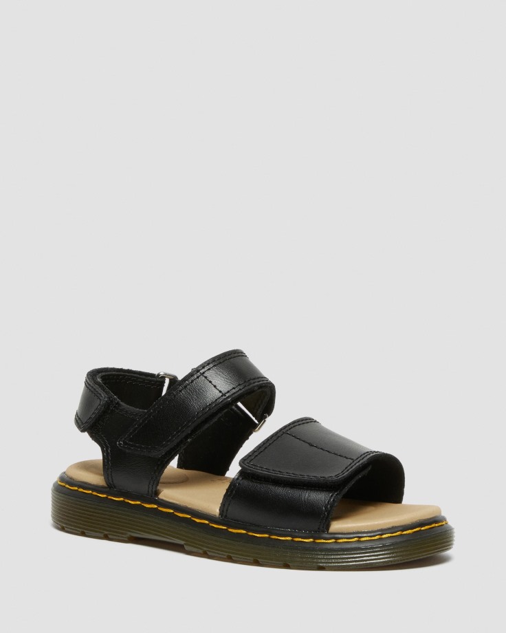 Dr.Martens Ireland Junior Romi Leather Velcro Sandals Black