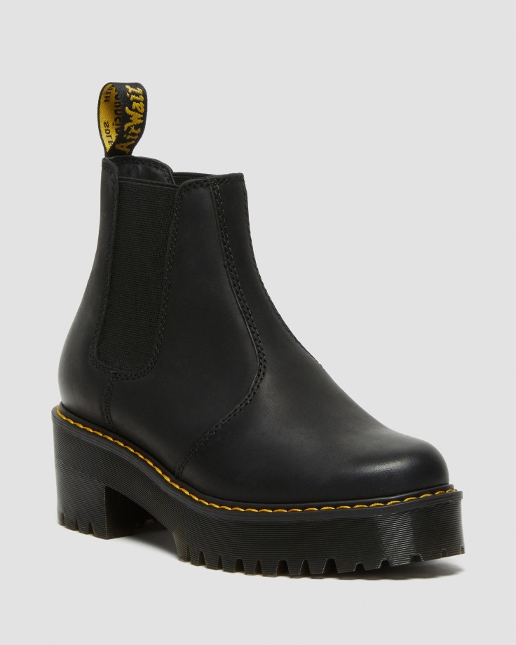 Dr.Martens Ireland Rometty Wyoming Leather Platform Chelsea Boots Black