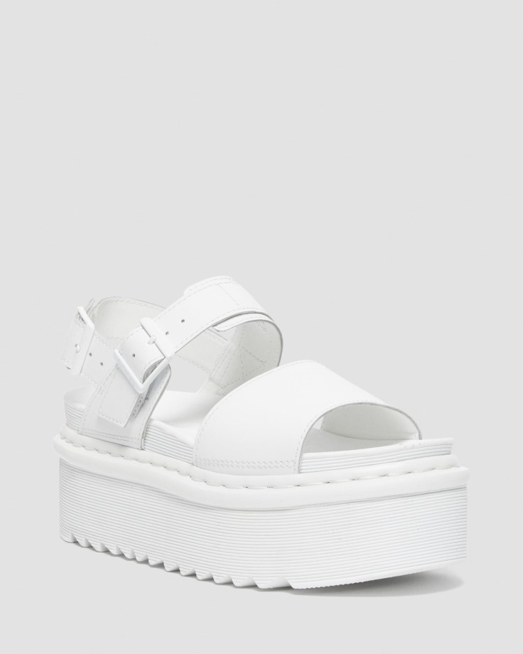 Dr.Martens Ireland White Voss Mono Leather Platform Strap Sandals