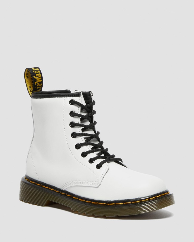 Dr.Martens Ireland White Junior 1460 Leather Lace Up Boots