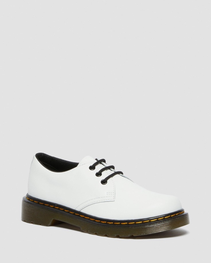 Dr.Martens Ireland White Junior 1461 Leather Lace Up Shoes