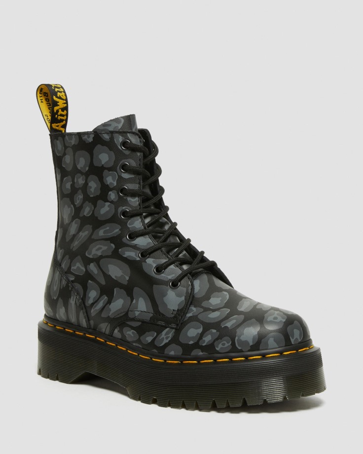 Jadon Leopard Print Platform Boots Black Dr.Martens Ireland