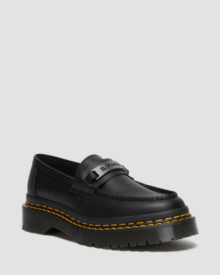 Penton Bex Double Stitch Leather Loafers Black Dr.Martens Ireland