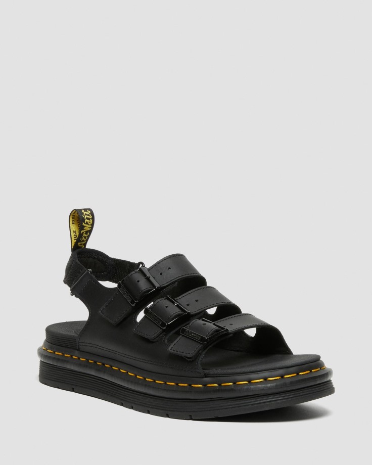 Soloman Men's Leather Strap Sandals Black Dr.Martens Ireland