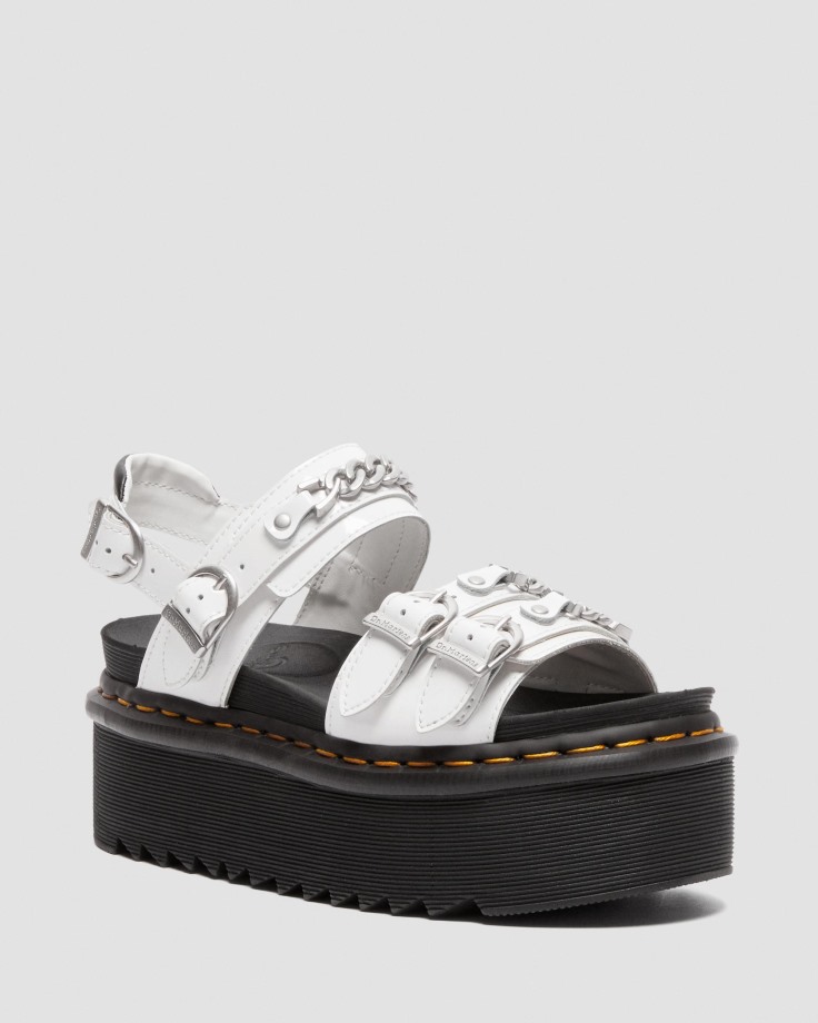 Voss II Chain Patent Leather Platform Sandals White Dr.Martens Ireland