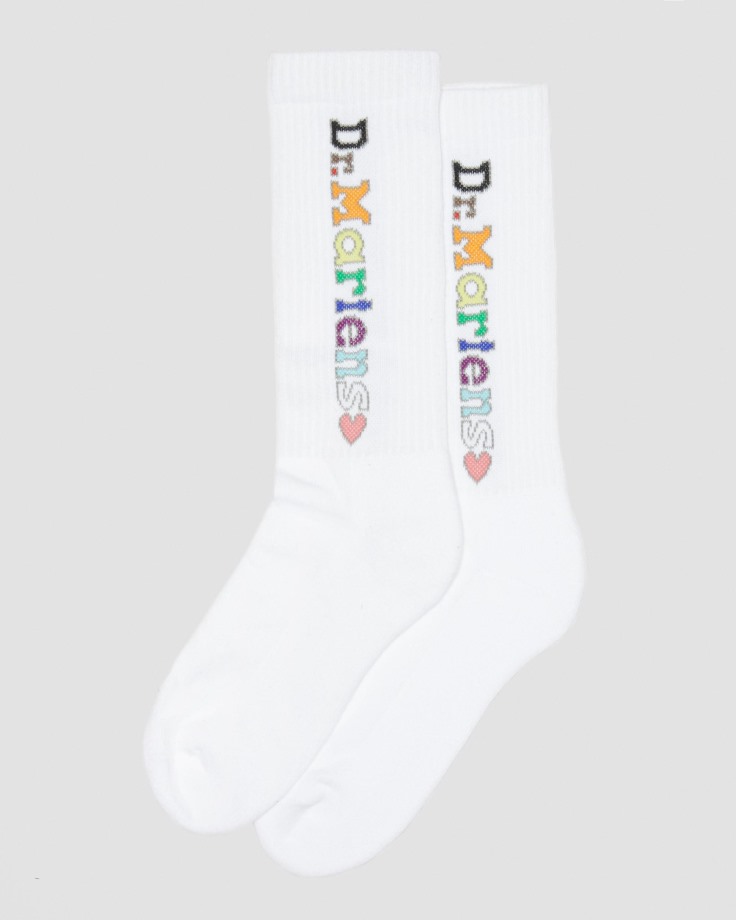 White Dr.Martens Ireland For Pride Vertical Logo Cotton Blend Socks