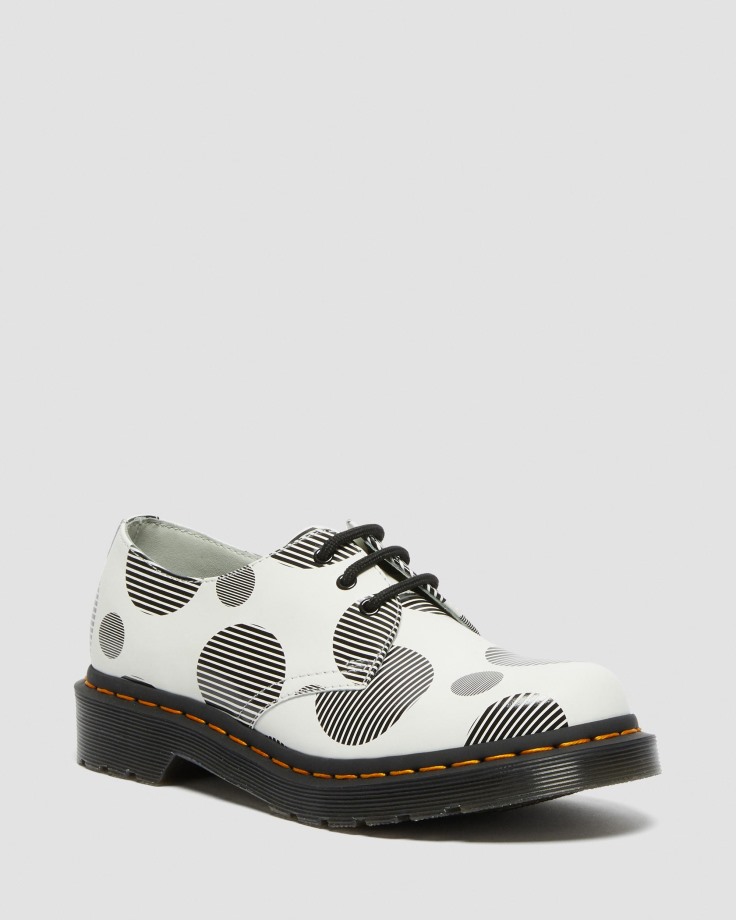 White 1461 Women's Polka Dot Smooth Leather Oxford Shoes Dr.Martens Ireland